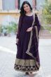 Purple Sequins Embroidered Georgette Anarkali Suit 