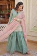 Pistachio Green Georgette Embroidered Palazzo Suit