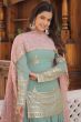 Pistachio Green Georgette Embroidered Palazzo Suit
