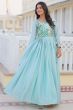 Sky Blue Chinon Zari Embroidered Anarkali Gown