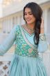 Sky Blue Chinon Zari Embroidered Anarkali Gown