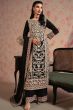 Black Embroidered Georgette Palazzo Suit