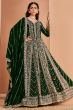 Dark Green Georgette Embroidered Anarkali Suit with Dupatta
