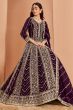 Wine Georgette Embroidered Anarkali Suit with Dupatta