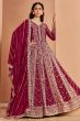 Red Georgette Embroidered Anarkali Suit with Dupatta