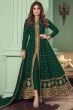 Bottle Green Georgette Front Slit Anarkali Suit 