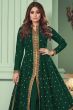 Bottle Green Georgette Front Slit Anarkali Suit 
