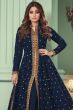 Prussian Blue Georgette Front Slit Anarkali Suit 