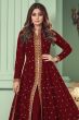 Maroon Georgette Front Slit Anarkali Suit 