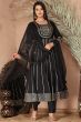 Black Rayon Embroidered Anarkali Suit 