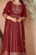 Maroon Rayon Embroidered Anarkali Suit 