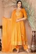 Mustard Yellow Rayon Embroidered Anarkali Suit 
