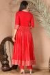 Red Rayon Embroidered Anarkali Suit 