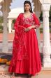 Pink Embroidered Art Silk Suit Set