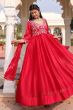 Pink Embroidered Art Silk Suit Set
