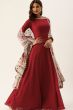Red Art Silk Embroidered Anarkali Suit
