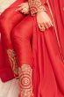 Red Art Silk Embroidered Suit