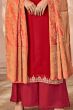 Red Georgette Embroidered Palazzo Suit