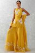 Mustard Yellow Embroidered Organza Sharara Suit