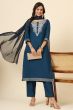 Teal Blue Silk Salwar Kameez