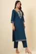 Teal Blue Silk Salwar Kameez