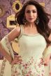 Cream Georgette Embroidered Sharara Suit