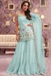 Light Blue Georgette Embroidered Sharara Suit