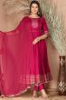 Red Embroidered Rayon Anarkali Suit 