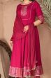 Red Embroidered Rayon Anarkali Suit 