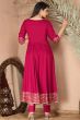 Red Embroidered Rayon Anarkali Suit 