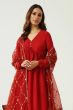 Red Silk Blend Angrakha Kurta