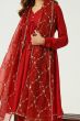 Red Silk Blend Angrakha Kurta