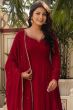 Maroon Embroidered Georgette Anarkali Suit