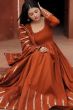 Rust Orange Designer Rayon Anarkali Suit