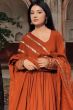 Rust Orange Designer Rayon Anarkali Suit