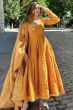 Mustard Yellow Cotton Anarkali Suit Set