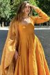 Mustard Yellow Cotton Anarkali Suit Set