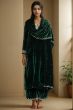 Green Velvet Embroidered Palazzo Suit 