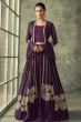 Purple Sequins Embroidered Jacket Style Georgette Anarkali Gown