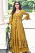Mustard Yellow Georgette Sequins Work Shrug with Top and Palazzo 