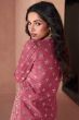 Mauve Silk Embroidered Jacket with Top and Palazzo
