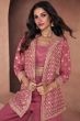 Mauve Silk Embroidered Jacket with Top and Palazzo