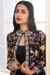 Black Georgette Embroidered Jacket with Kurti and churidar