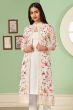 White Georgette Embroidered Jacket with Kurti and Churidar