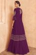 Rich Purple Jacket Style Embroidered Chinnon Silk Anarkali 