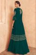 Deep Green Jacket Style Embroidered Chinnon Silk Anarkali 