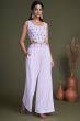 Lavender Embroidered Indowestern Set With Stylish Koti