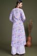 Lavender Embroidered Indowestern Set With Stylish Koti
