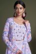 Lavender Embroidered Indowestern Set With Stylish Koti