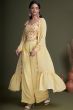 Yellow Embroidered Indowestern Set With Stylish Koti